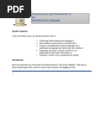 Characteristics and Conventions in The Mathematical Language