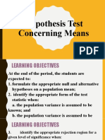 Hypothesis Test Concerning Means