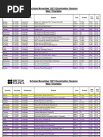 October/November 2021 Examination Session Main Timetable