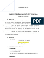 Implementacion de Un Programa de Control Interno y Externo de Los Procesos Analiticos en El Laboratorio Clinico "El Pacifico".