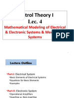 Control Theory I Lec. 4: Mathematical Modeling of Electrical & Electronic Systems & Mechanical Systems