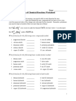 Types of Chemical Reactions Worksheet Writing Formulas: Ca CL Cacl Al So Al (So)