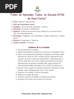 Taller de Aprender Todos, en Escuela N°60 de Paso Farías