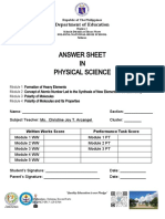 Answer Sheet PHYSICAL SCIENCE m1 4