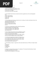 MCQ Density Practice Questions