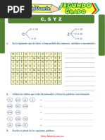 Palabras Con La C S Z para Segundo Grado de Primaria