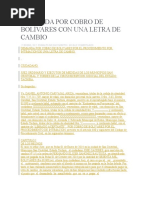 Demanda Por Cobro de Bolívares Con Una Letra de Cambio