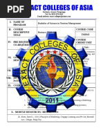 Bachelor of Science in Tourism Management: Suclayin, Arayat, Pampanga Tel. No. 0925-870-1013