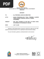 ADVISORY Re 2021 PILOT TESTING OF THE SEAL OF GOOD LOCAL GOVERNANCE FOR BARANGAY SGLGB