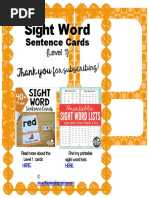 Sentence Cards: Sight Word