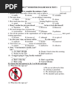 The 2 Semester English Mock Test 1 I. Choose A, B, C or D To Complete The Sentence: (2 PTS)