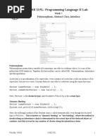 CSE 215L: Programming Language II Lab: Week 7 Polymorphism, Abstract Class, Interface