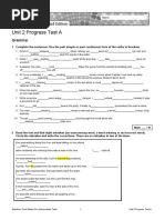 Unit 2 Progress Test A: Grammar