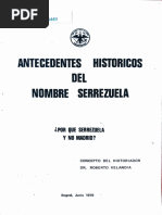 Antecedentes Históricos Del Nombre Serrezuela - Roberto Velandia - 1.976