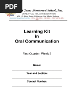 Learning Kit in Oral Communication: Christ Jezus Montessori School, Inc