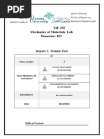 ME 352 Mechanics of Materials Lab Semester: 422: Report 1: Tensile Test