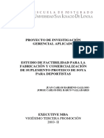 2003 Barreno Estudio de Factibilidad para La Fabricacion y Comercialización de Suplemento Proteico de Soya para Deportistas