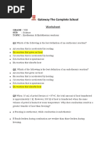 WORKSHEET - Exothermic & Endothermic