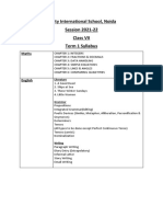 Amity International School, Noida Session 2021-22 Class VII Term 1 Syllabus