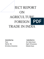 Project Report ON Agriculture Foreign Trade in India: Submitted By: Submitted To