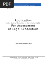 Application For Assessment of Legal Credentials: To The National Committee On Accreditation (NCA)