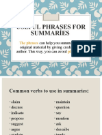 Common Verbs in Summary Writing