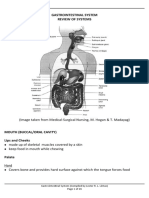 Gastrointestinal System Review of Systems: (Image Taken From Medical-Surgical Nursing, M. Hogan & T. Madayag)