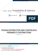 STAT 328: Probabilities & Statistics: Lecture-8