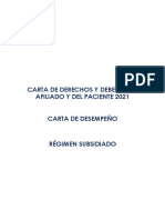 Carta de Derechos y Deberes y Carta de Desempeño Régimen Subsidiado 2021 - 2