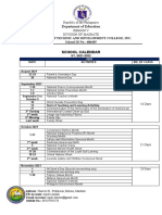 Department of Education: School Calendar