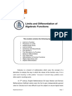 Limits and Differentiation of Algebraic Functions: Module Overview