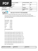 List of Experiments/Excercises: Name of The Lab:DBMS Program:BCA Branch:BCA