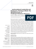 Transformational Leadership and Employees' Thriving at Work: The Mediating Roles of Challenge-Hindrance Stressors