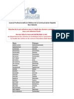 Liste de Présélection LP MCD - Non Salariés