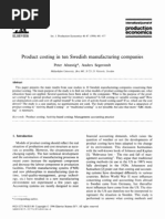 Product Costing in Ten Swedish Manufacturing Companies