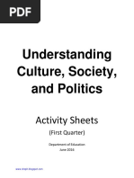 Understanding Culture, Society, and Politics: Activity Sheets