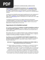 Importancia de La Identidad Nacional: Identidad Región Nación