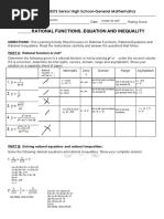 Rational Functions, Equation and Inequality: LEARNING ACTIVITY SHEETS Senior High School-General Mathematics