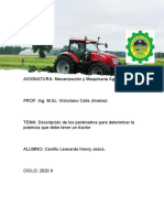 Descripción de Los Parámetros para Determinar La Potencia Que Debe Tener Un Tractor