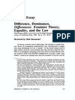 Difference, Dominance, Differences - Feminist Theory, Equality and The Law