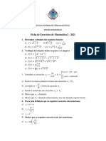 Ficha de Matematica I de Prof. Honório Cumbi.