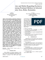 Knowledge, Practice and Myths Regarding Exclusive Breast Feeding Among Postnatal Mothers in Selected Community Area, Bidar, Karnataka