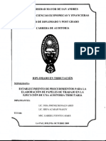 Dip-Tri 004 Establecimiento de Procedimientos para La Elaboracion de Papeles de Trabajo en La Ejecucion de Una Auditoria Tributaria