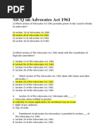 MCQ On Advocates Act 1961