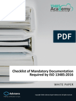 Checklist of Mandatory Documentation Required by ISO 13485 2016 en