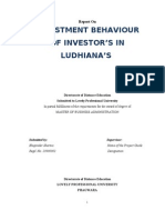 Investment Behaviour of Investor'S in Ludhiana'S: Report On