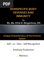 Nonspecific Body Defenses and Immunity: Ms. Ma. Ethel B. Bergantinos, RN