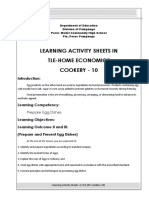 Learning Activity Sheets in Tle-Home Economics Cookery - 10: Prepare Egg Dishes