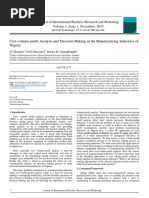 Cost Volume Profit Analysis and Decision Making in The Manufacturing Industries of Nigeria