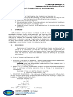 Chapter 3: Problem Solving and Reasoning: Learner'S Module: Mathematics in The Modern World